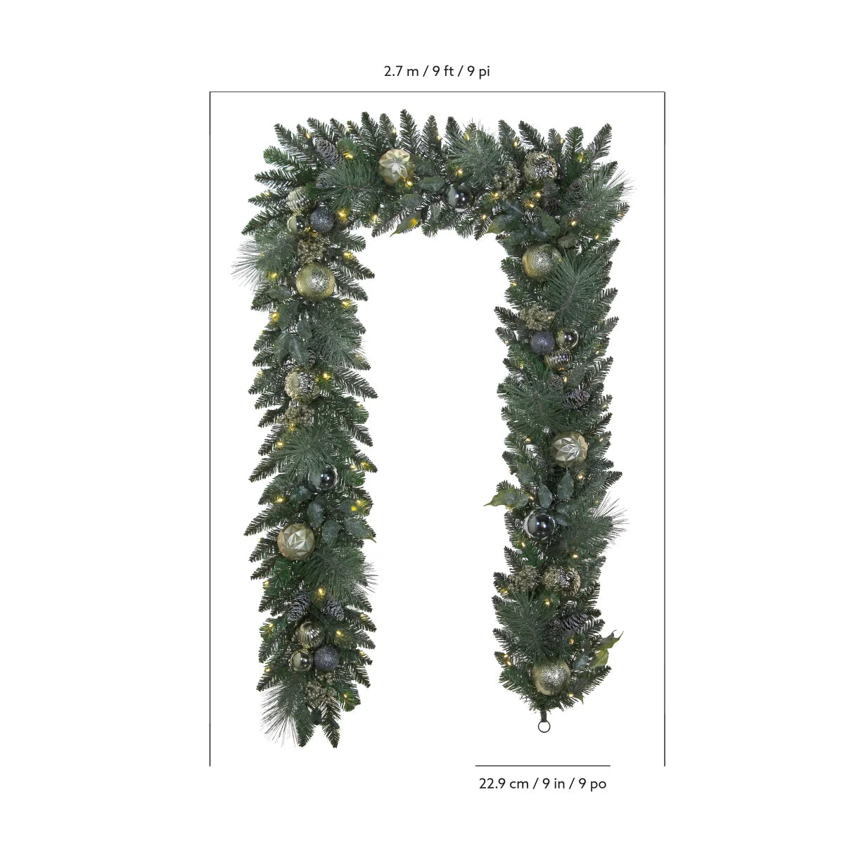 Twinkle Artificial Decorated Garland, 9' Pre-lit LED