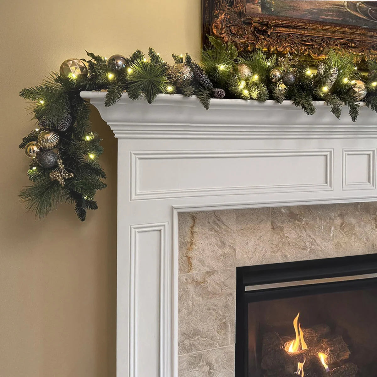 Twinkle Artificial Decorated Garland, 9' Pre-lit LED