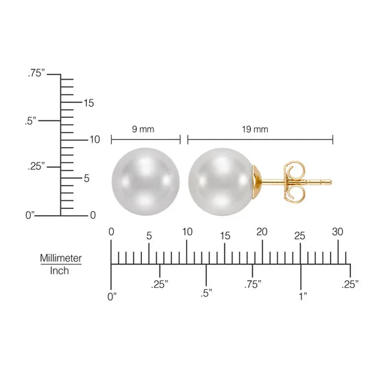Freshwater Cultured 9-10mm Pearl 14kt Yellow Gold Stud Earrings