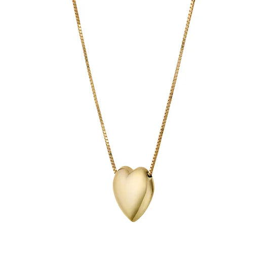 14kt Yellow Gold Puffed Heart Necklace