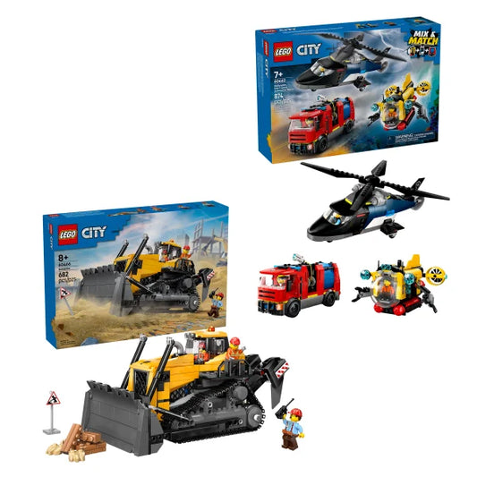 Bulldozer and Helicopter, Fire Truck and Submarine Remix Bundle