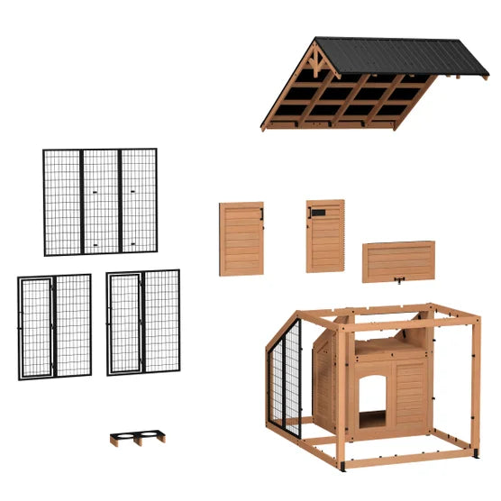 7’ x 5’ Canine Cabin Cedar Wood Outdoor Dog Kennel