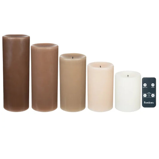 Warm Ombre LED Black Wick Candle Set with Remote, 5-piece