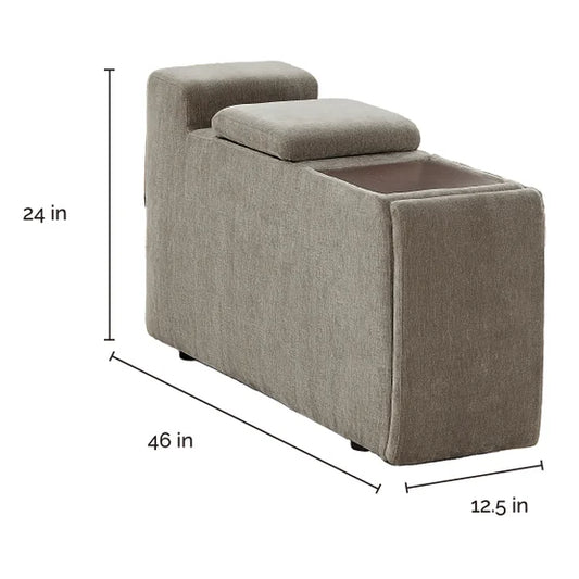 Sereen Storage Console with Wood Tray, Taupe