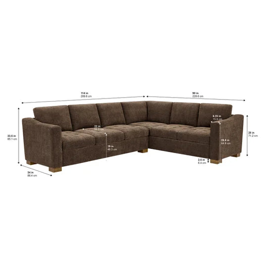 Ellsford 2-piece Fabric Sectional, Brown