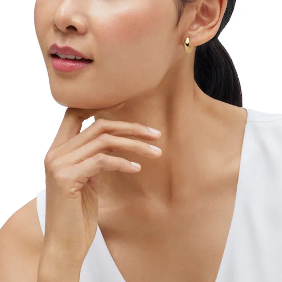 14kt Yellow Gold Wide Tapered Hoop Earrings