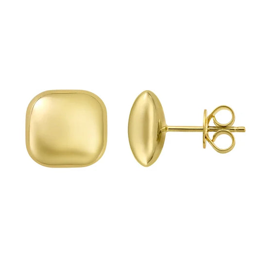 14kt Yellow Gold Cushion Shape Stud Earrings