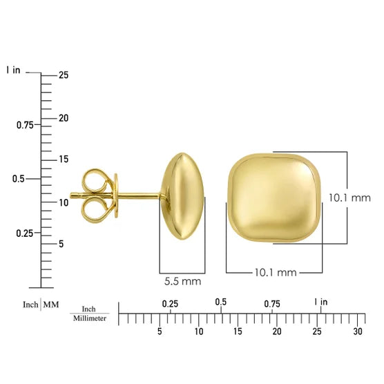 14kt Yellow Gold Cushion Shape Stud Earrings