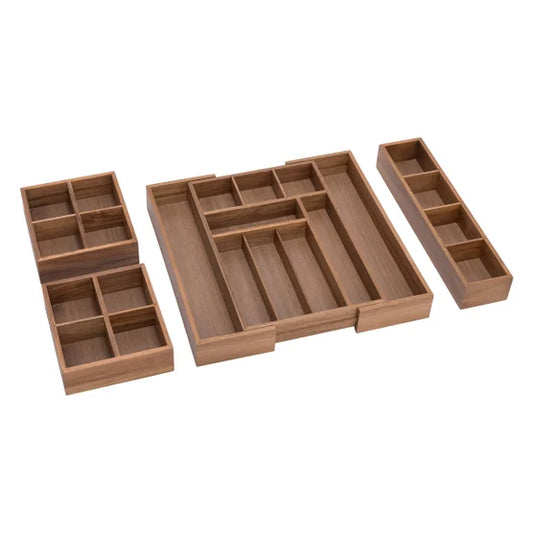 4-piece Acacia Expandable Drawer Organizer