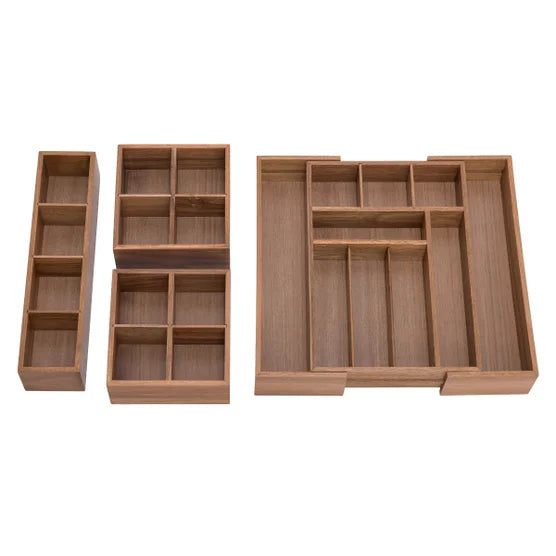 4-piece Acacia Expandable Drawer Organizer