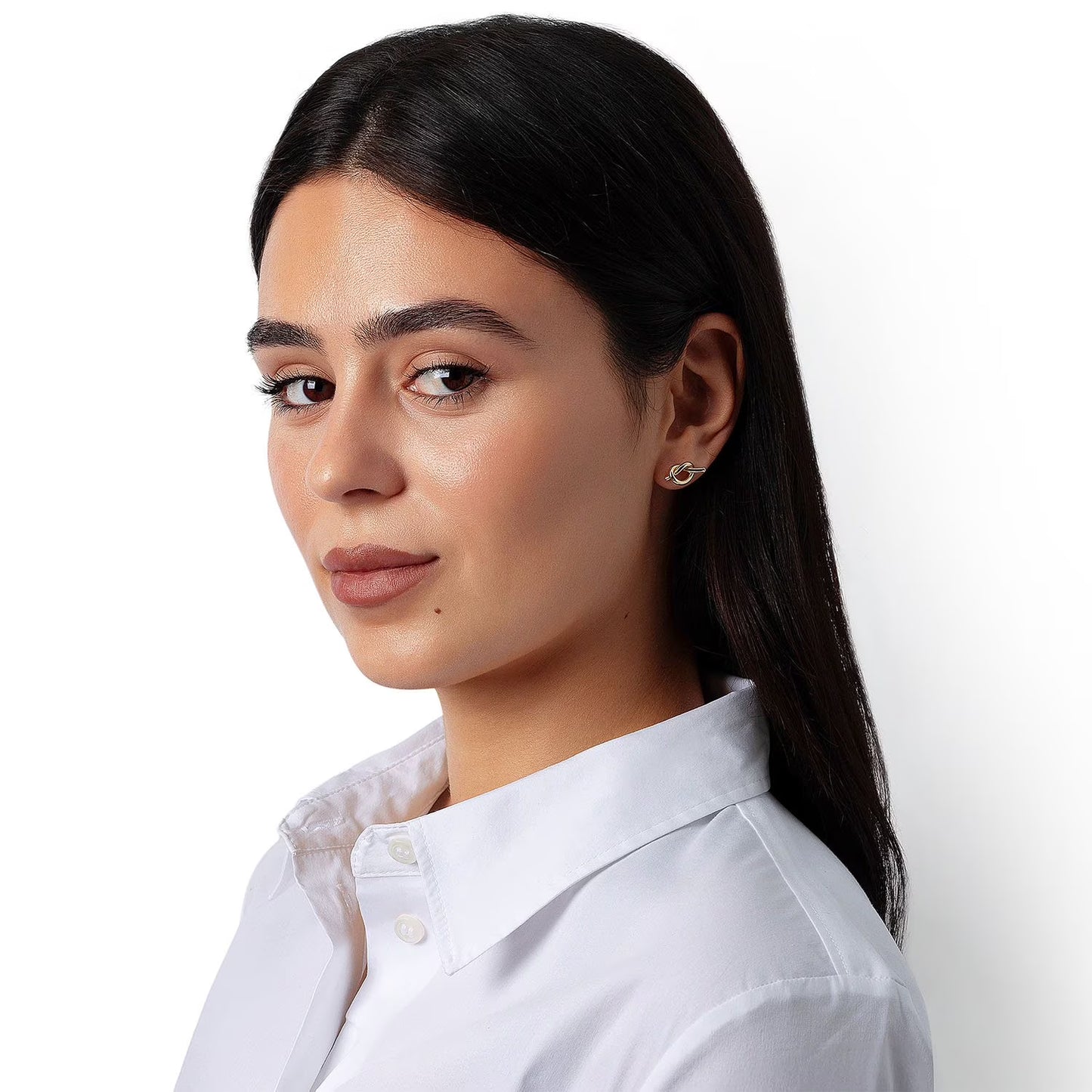 High Polish Knot Stud Earrings in 14K Gold