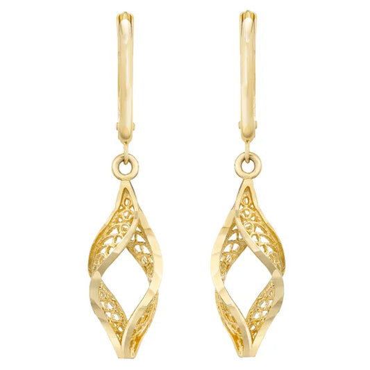 14kt Yellow Gold Fancy Twisted Dangle Earrings