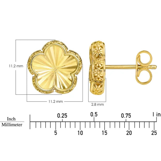 14kt Yellow Gold Flower Charm Stud Earrings