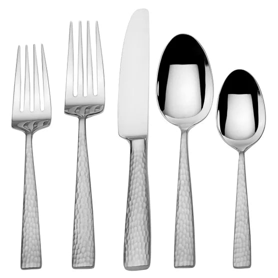Oliver Satin 45-piece Flatware with 6-Slot Acacia Caddy
