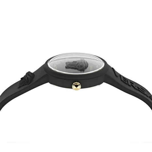 Medusa Pop Swiss Quartz Black Silicone Watch, 39mm