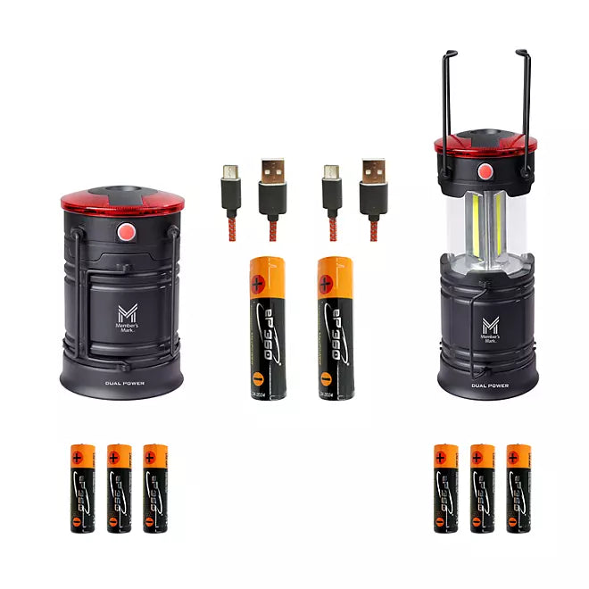 Dual Power LED Lanterns – 2-Pack, 200 Lumens