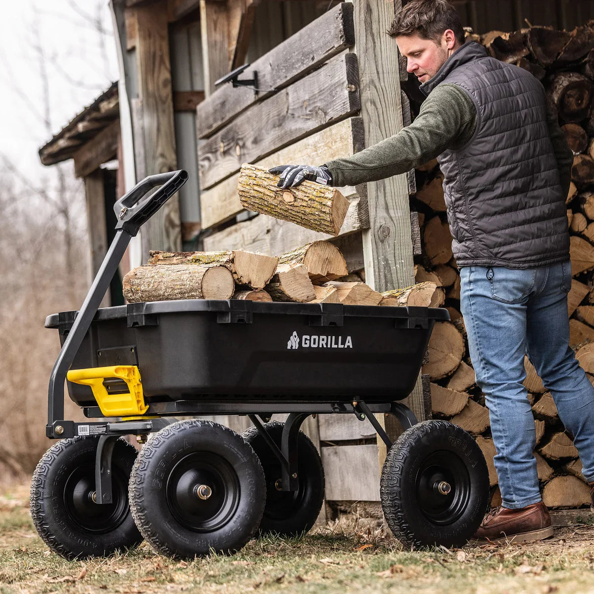 Gorilla 9 Cu. Ft. Heavy Duty Poly Dump Cart with Flat Free Tires