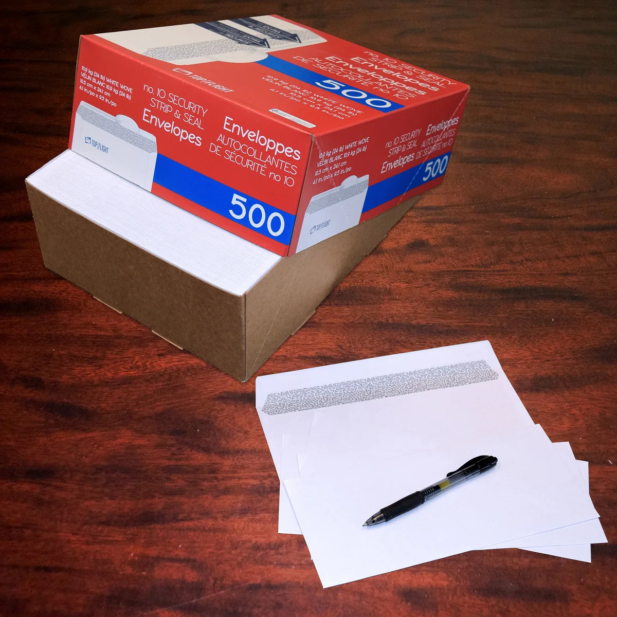10 Security Strip & Seal Envelopes, 500-count, 24lb, 4 1/8"x9 1/2"