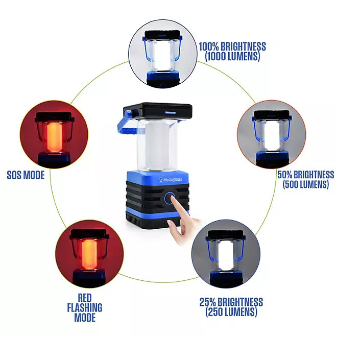 Westinghouse Solar Rechargeable LED Portable Lanterns – 2-Pack, 1000 Lumens
