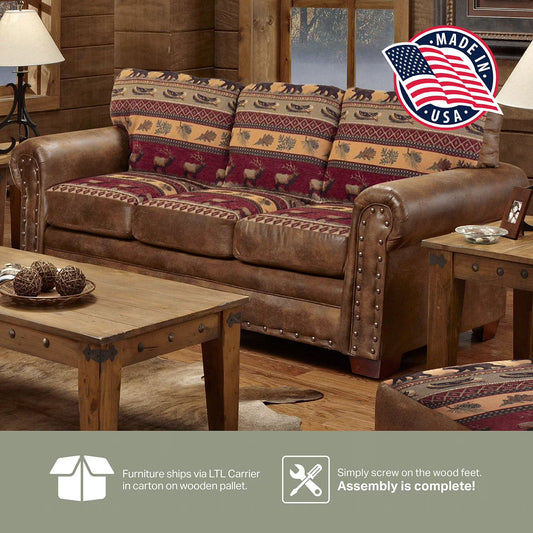 Sierra Lodge Rustic Faux-Leather Sleeper Sofa