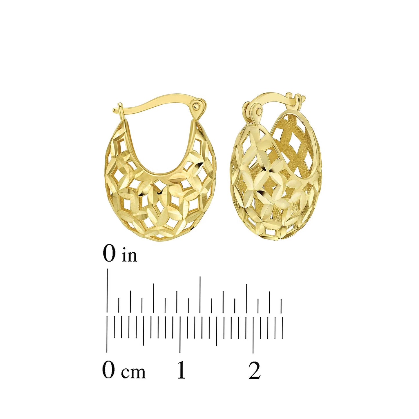 Open Filigree Hoop Earring in 14K Yellow Gold