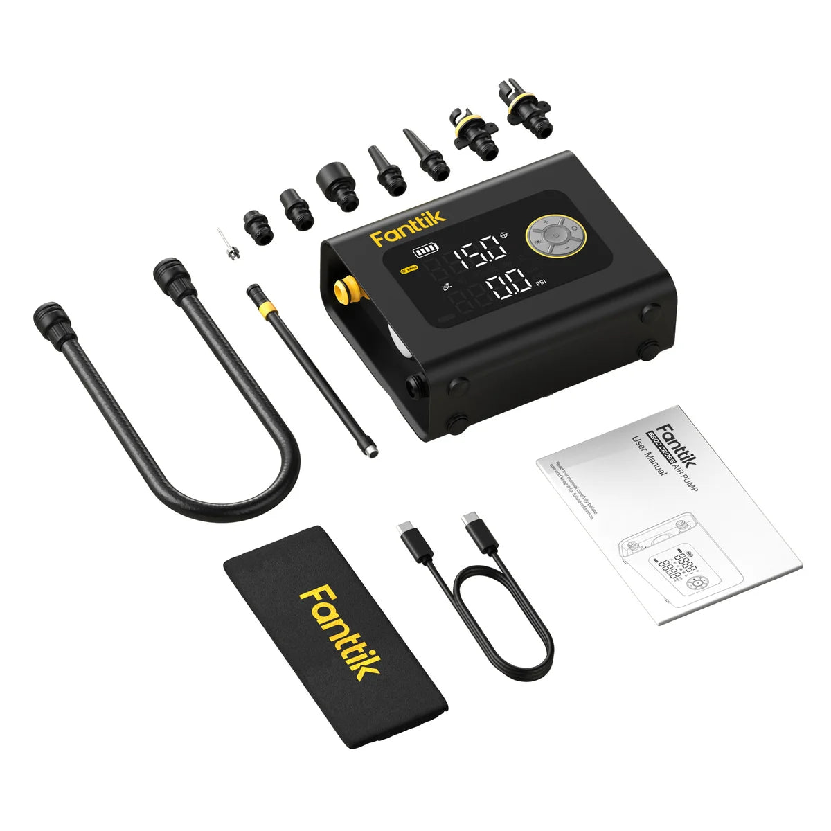 Paddle Board Pump with Light and Power Bank - Fanttik S300 Cross Portable Tire Inflator