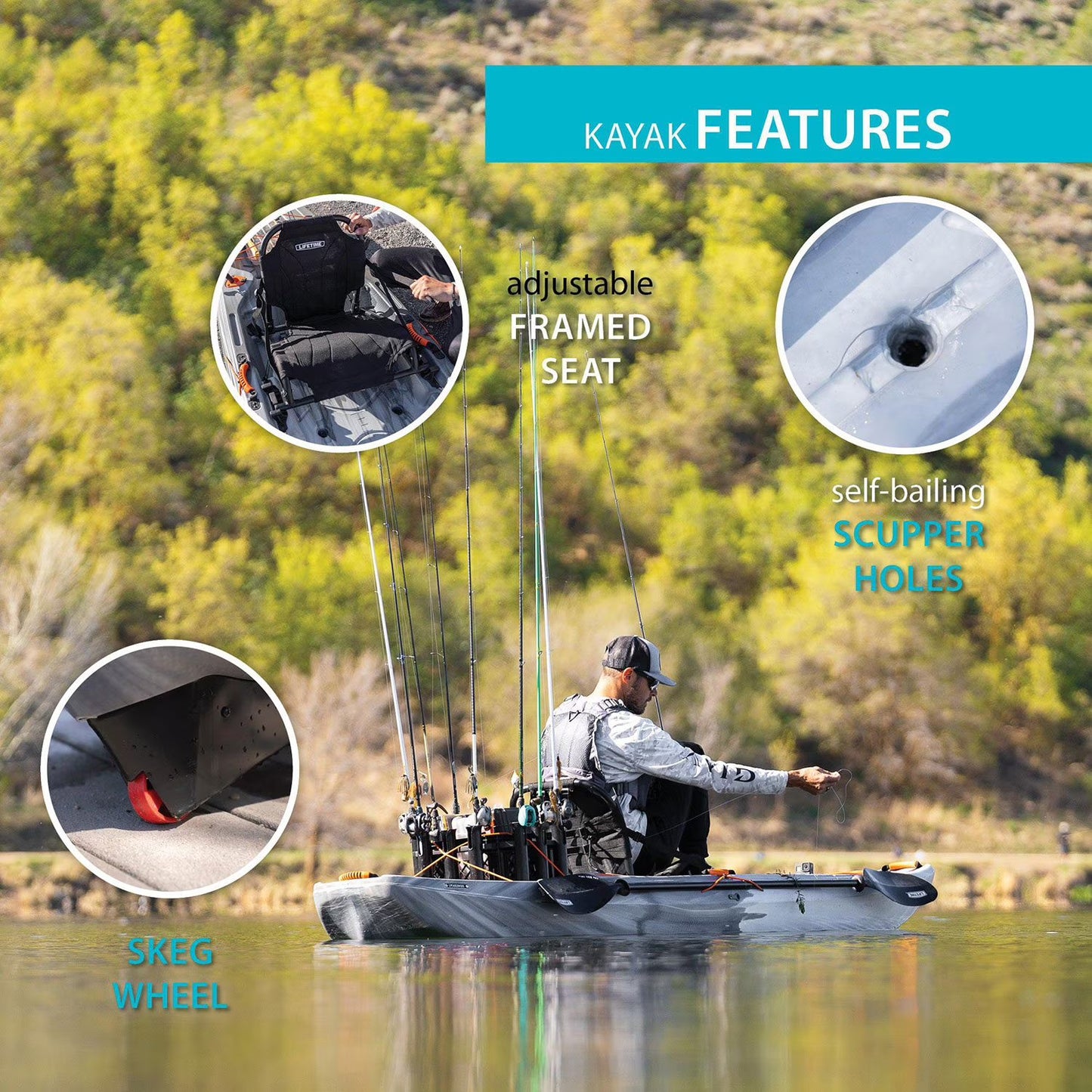 Yukon Sit-On-Top Fishing Kayak, Paddle Included