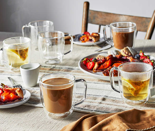 Double Wall Glass Mug Set, 6-piece