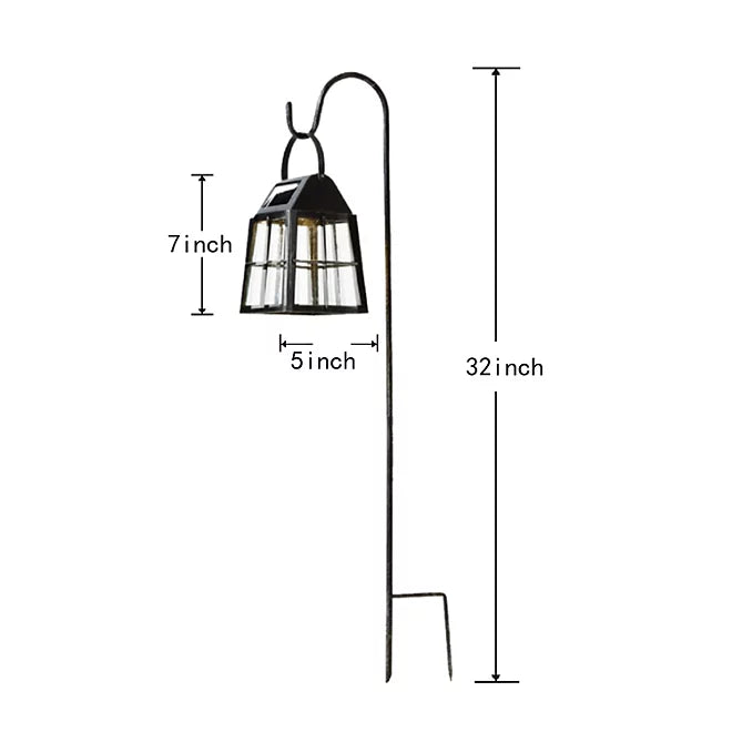Deck Impressions Farmhouse-Style Solar LED Lanterns with Shepherd's Hooks – 4-Pack