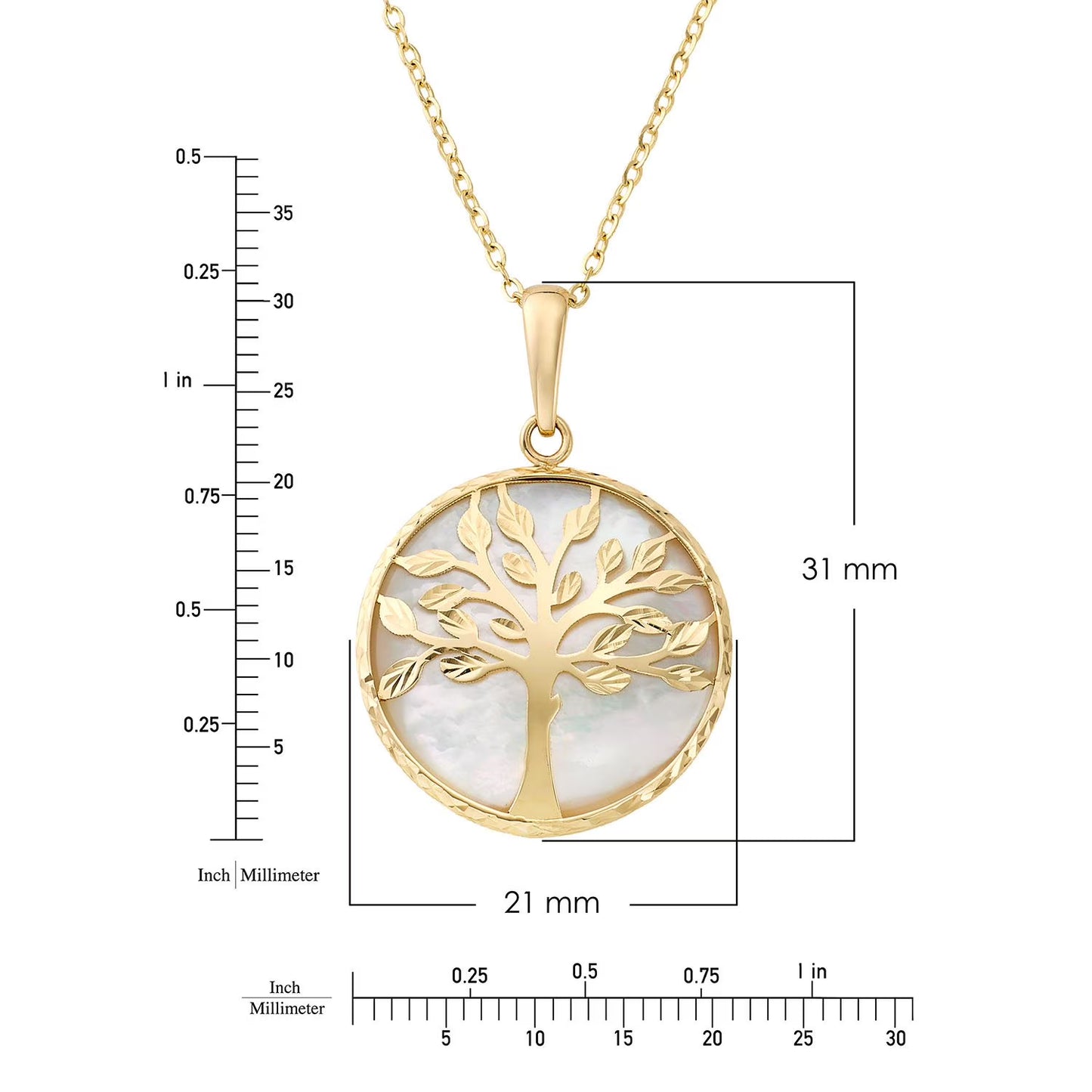 Tree of Life Pendant with Mother of Pearl in 14K Gold