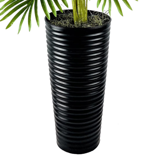 Faux 48" Palm in Black Ribbed Metal Planter