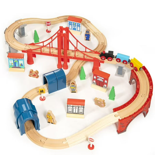 60 Piece Wooden Train Set