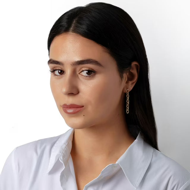 Rolo Dangling Earrings in 14K Gold