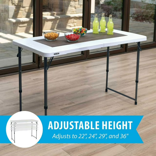 4' Commercial Grade Adjustable Fold-in-Half Table