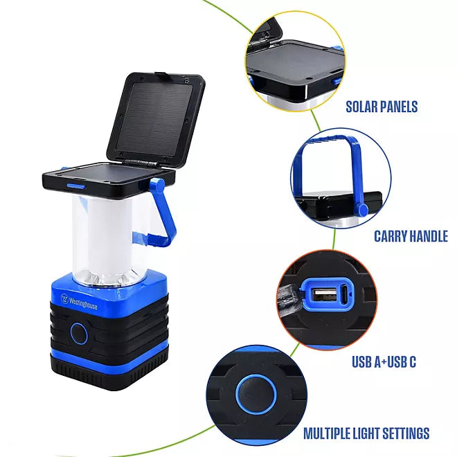 Westinghouse Solar Rechargeable LED Portable Lanterns – 2-Pack, 1000 Lumens