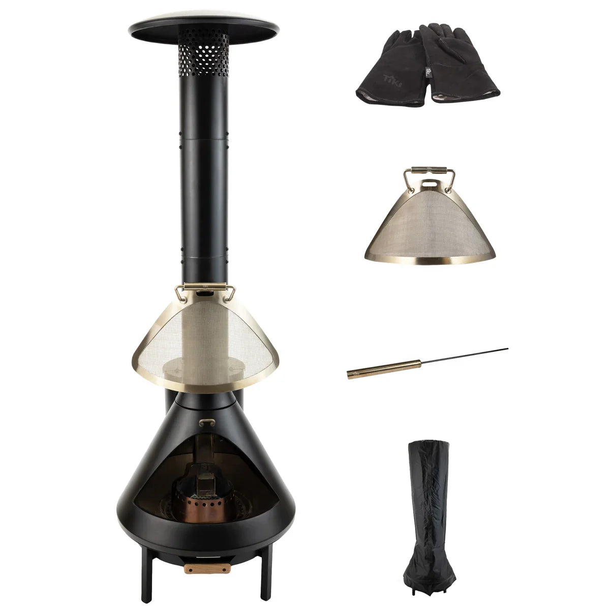 70 Inch Chiminea Outdoor Fireplace and Pellet Hopper