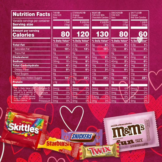 Mars Mixed Valentine's Day Candy, Variety Pack, Fun Size, 85 ct.