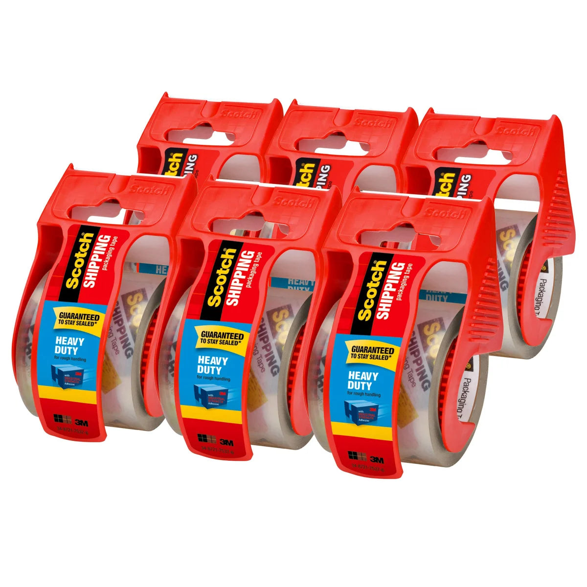 Scotch Shipping Packaging Tape with Dispenser, Heavy Duty, 1.88" x 19.4 yds, 6-count