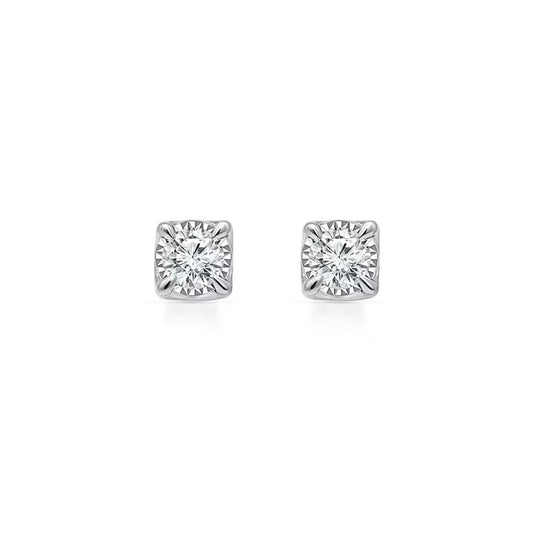 Round Diamond Earrings in 14K Gold, 0.08C.T.T.W.