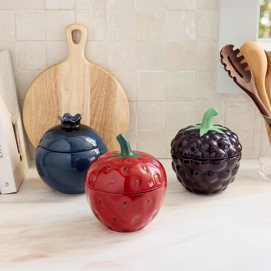3-Piece Stoneware Berry Canister