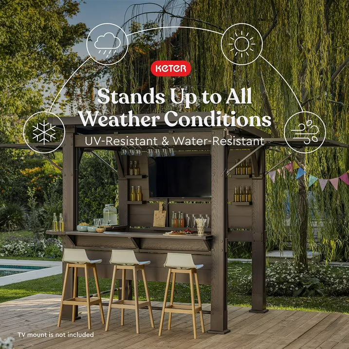 Keter 11' x 7' Signature Collection Resin Outdoor Bar Pine Gazebo
