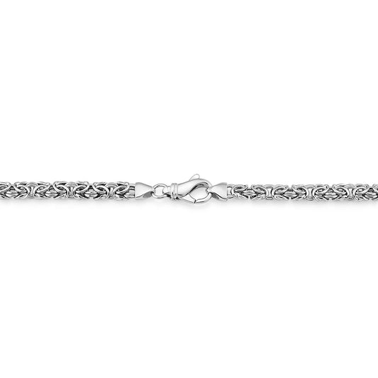 rhodium plated sterling silver 6.5mm byzantine bracelet