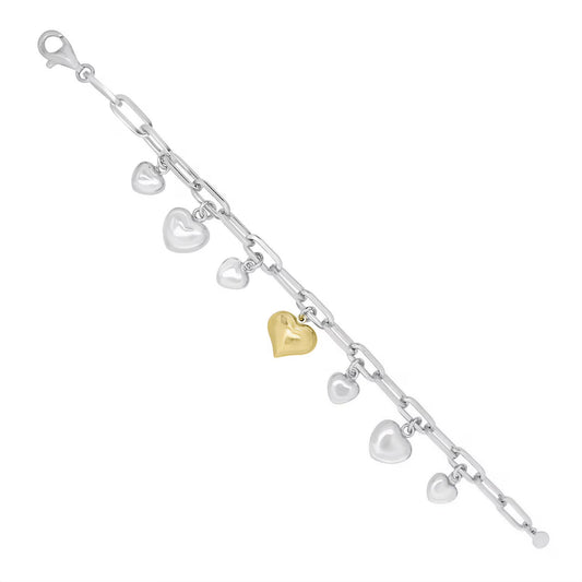 Heart Charm Bracelet in 14K Gold & Sterling Silver