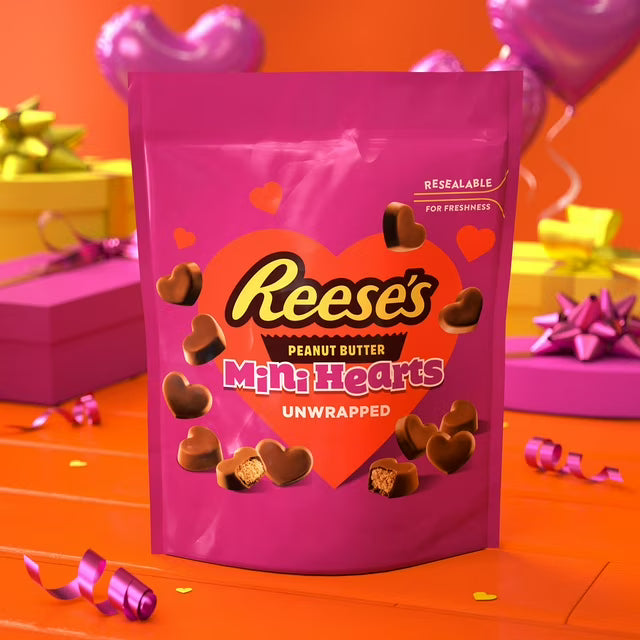 Valentine Chocolate Peanut Butter Creme Mini Hearts Candy, 20 oz