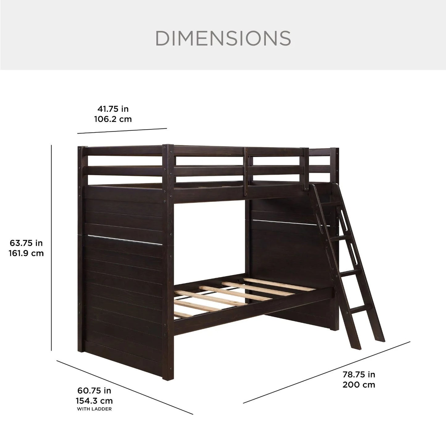 Twin Bunk Bed, Espresso - Tatum Collection