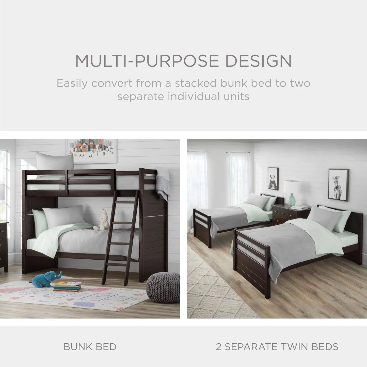 Twin Bunk Bed, Espresso - Tatum Collection