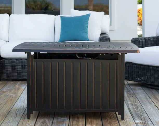 Bravos Aluminum Propane Gas Fire Pit - Rectangle