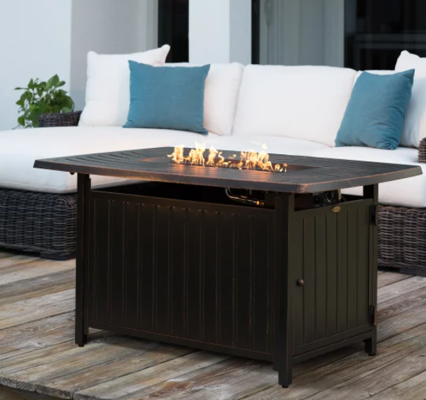 Bravos Aluminum Propane Gas Fire Pit - Rectangle