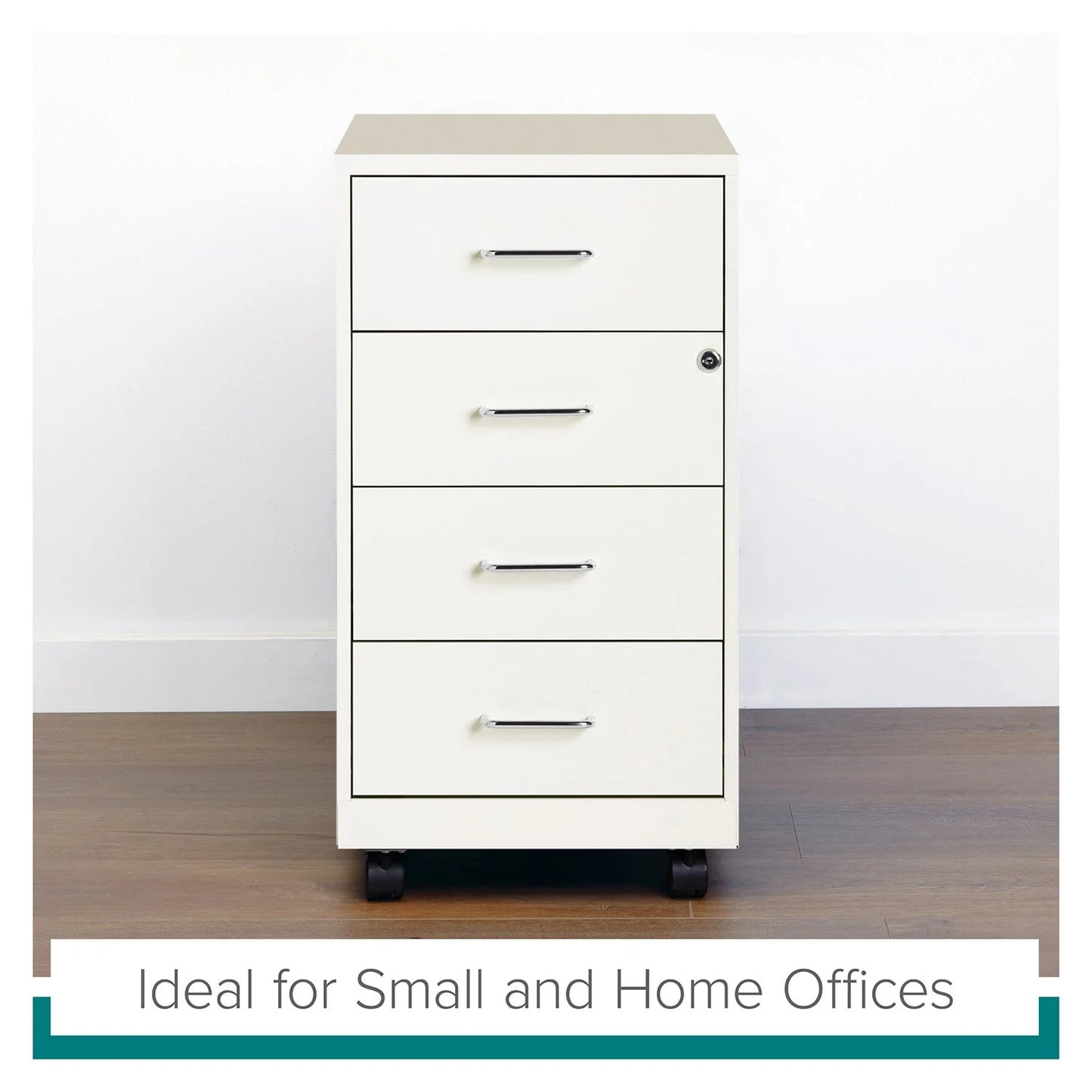 18" Deep 4-Drawer Metal Mobile Organizer, 4 Box Drawers