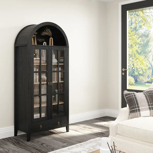 Kalaen 71" Arched Display Wood Cabinet